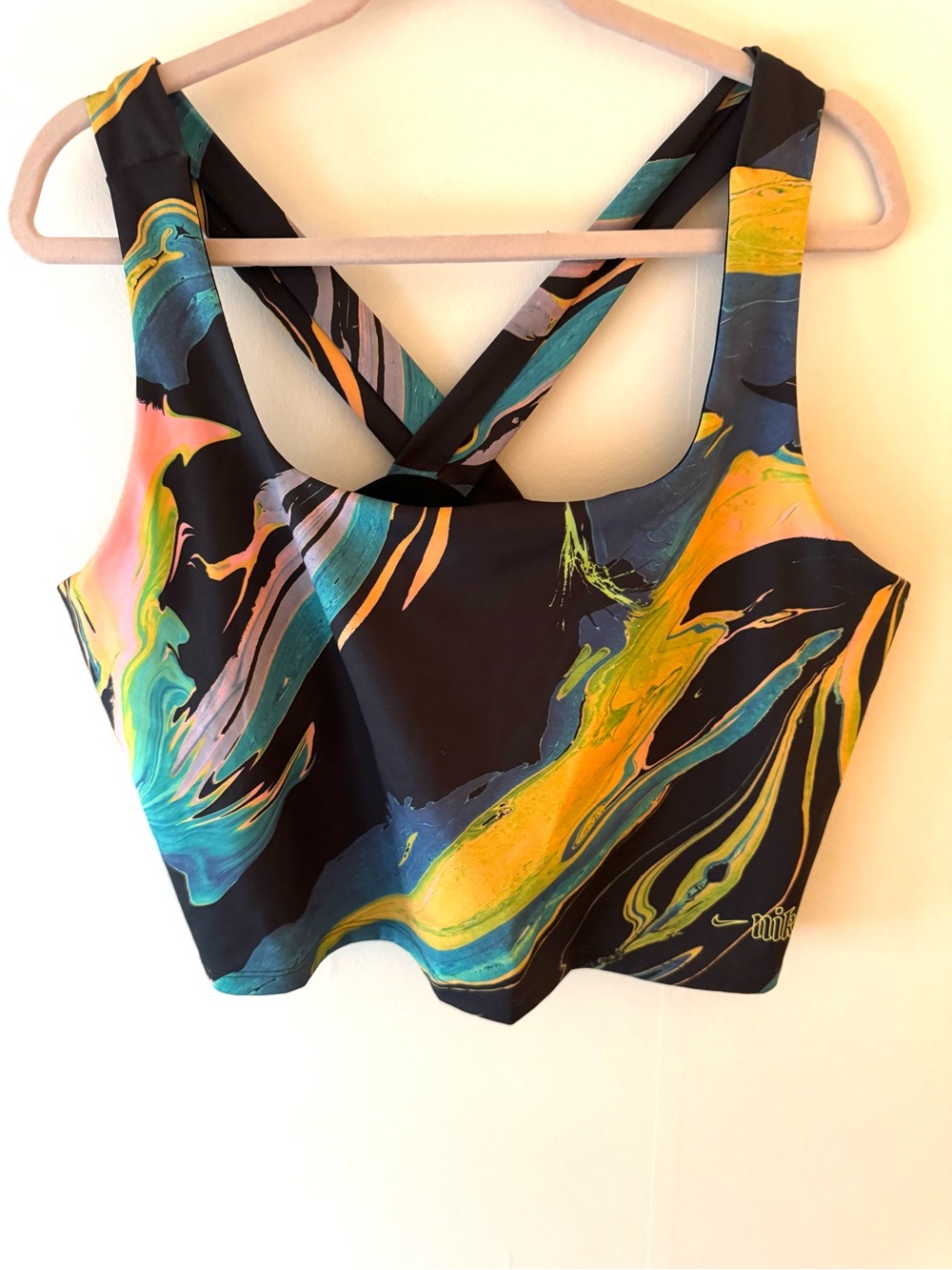 Nike Black Multi Swirl Tank Crop Top Sz-2x.